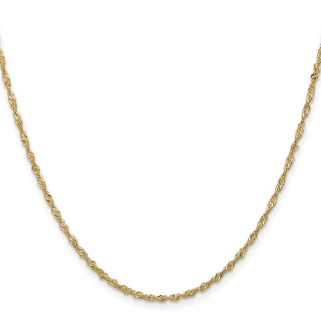 14K Yellow Gold 1.7 mm Singapore Chain Necklace, Polished
