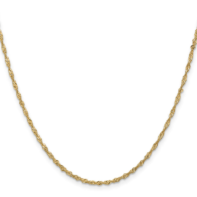 14K Yellow Gold 1.7 mm Singapore Chain Necklace, Polished