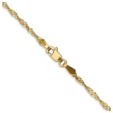14K Yellow Gold 1.7 mm Singapore Chain Necklace, Polished alternate angle