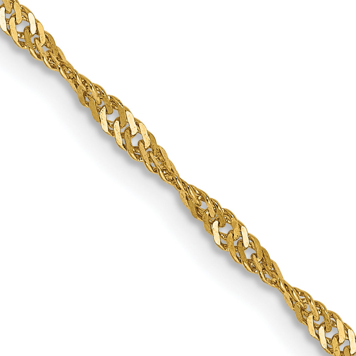 14K Yellow Gold 1.7 mm Singapore Chain Necklace, Polished detail view