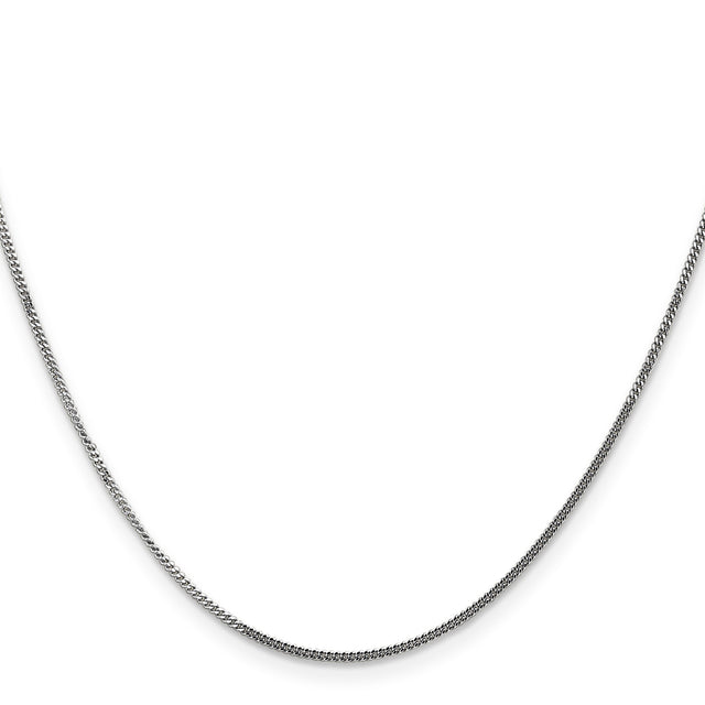 14K White Gold 1.3 mm Curb Chain Necklace, Polished