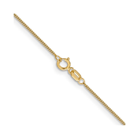 14K Yellow Gold 0.9 mm Curb Chain Necklace, Polished alternate angle