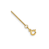 14K Yellow Gold 0.9 mm Curb Chain Anklet, Polished detail view
