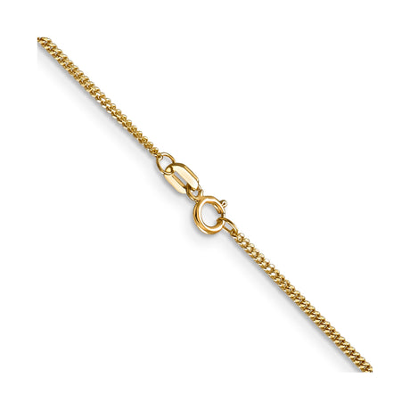 14K Yellow Gold 1.3 mm Curb Chain Necklace, Polished alternate angle