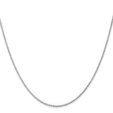 14K White Gold 0.8 mm Rope Chain Necklace, Polished