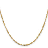 14K Yellow Gold 2 mm Singapore Chain Necklace, Polished