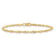 14K Yellow Gold 2 mm Singapore Chain Bracelet, Polished