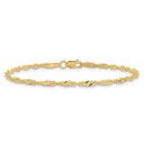 14K Yellow Gold 2 mm Singapore Chain Bracelet, Polished