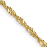 14K Yellow Gold 2 mm Singapore Chain Necklace, Polished detail view