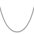 14K White Gold 2.1 mm Polished Chain Necklace, Solid