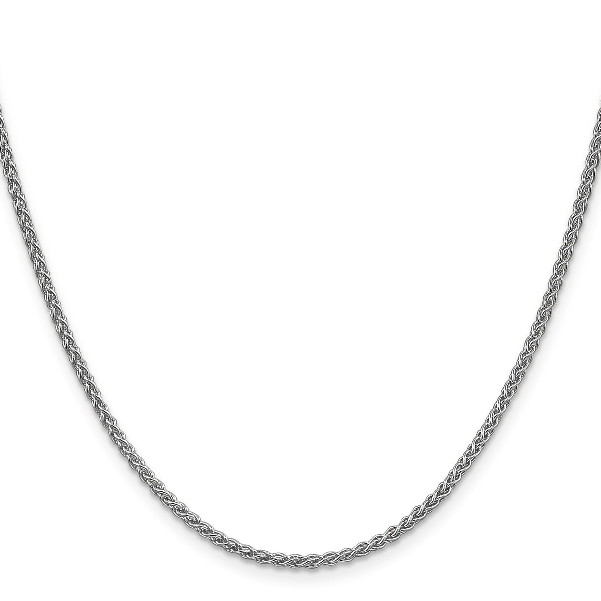 14K White Gold 2.1 mm Polished Chain Necklace, Solid
