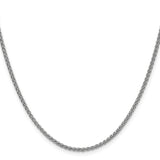 14K White Gold 2.1 mm Polished Chain Necklace, Solid