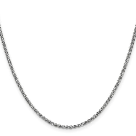 14K White Gold 2.1 mm Polished Chain Necklace, Solid