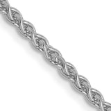 14K White Gold 2.1 mm Polished Chain Necklace, Solid detail view