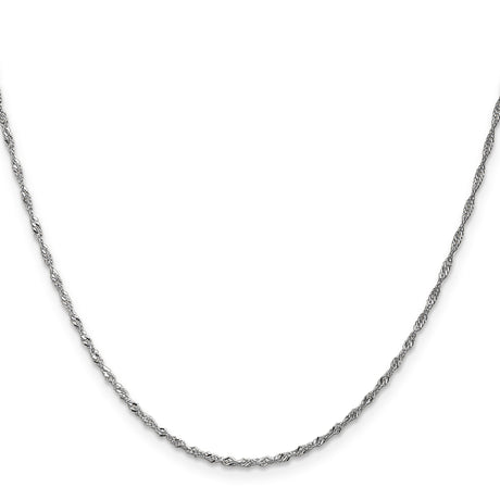 14K White Gold 1.4 mm Singapore Chain Necklace, Polished
