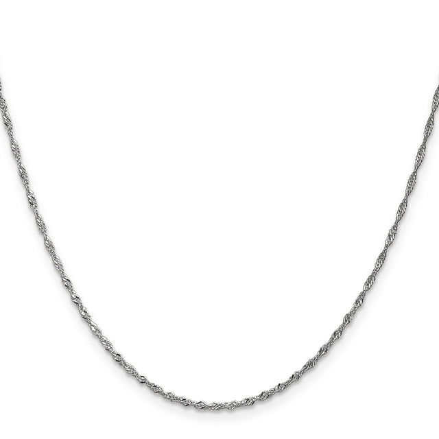 14K White Gold 1.4 mm Singapore Chain Necklace, Polished
