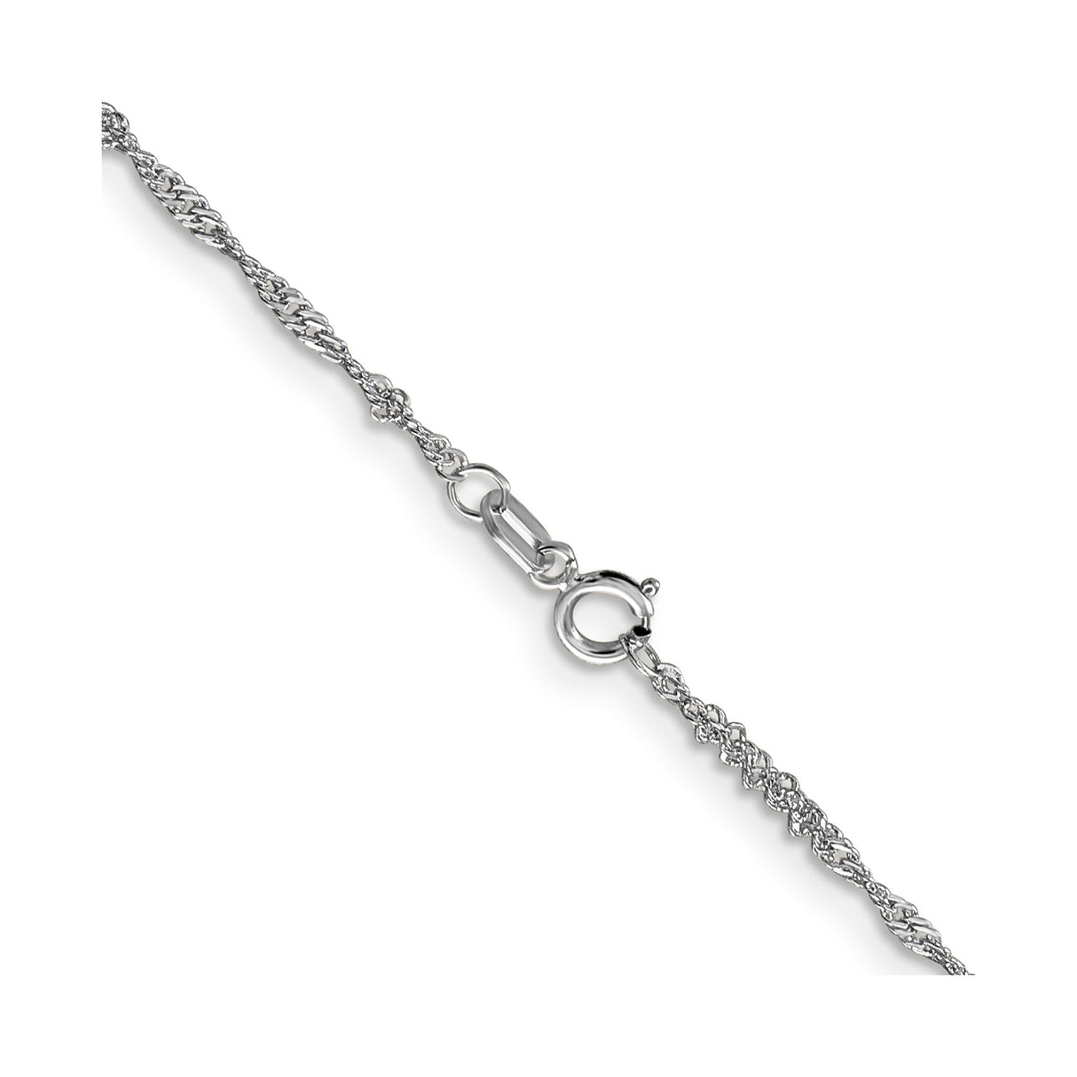 14K White Gold 1.4 mm Singapore Chain Necklace, Polished alternate angle