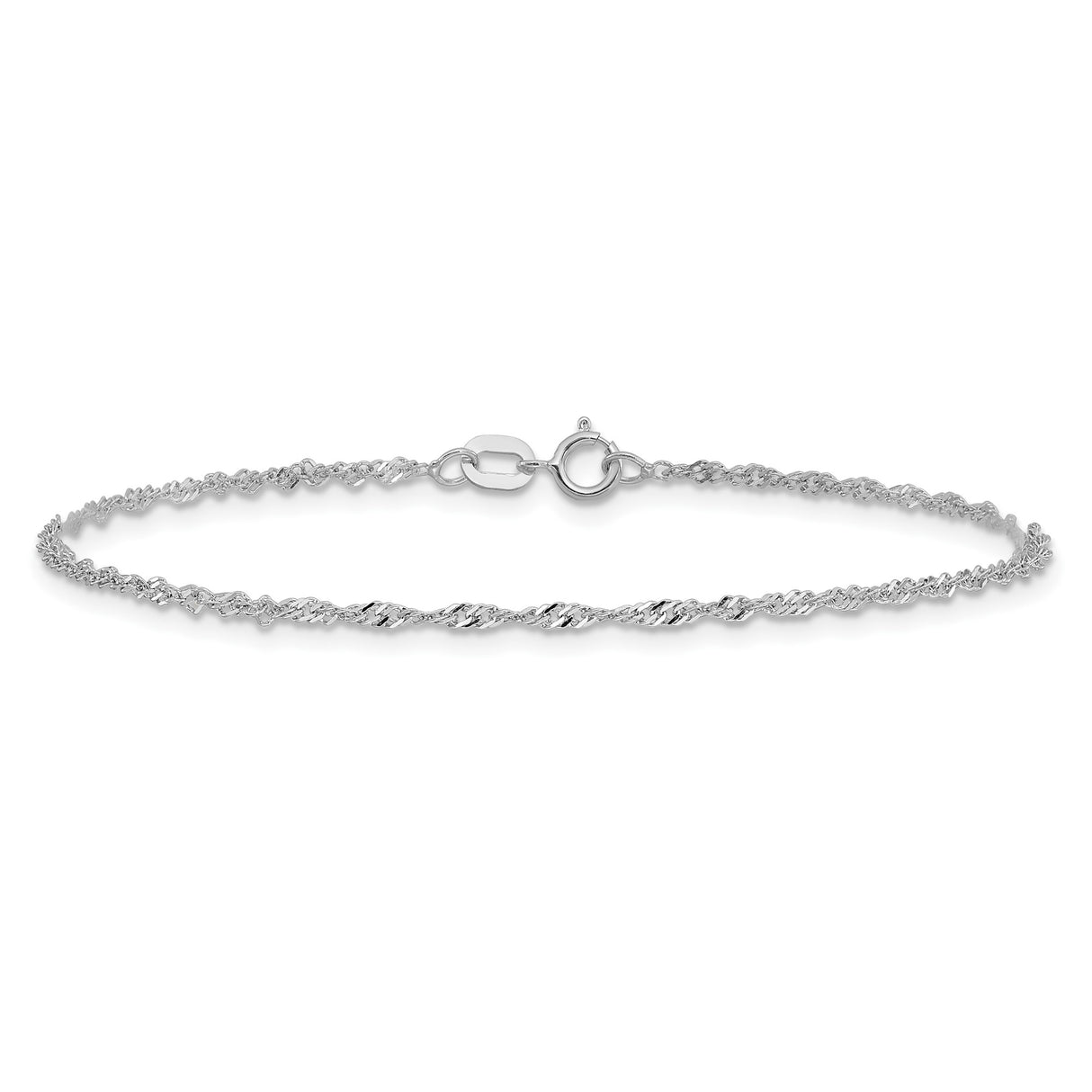 14K White Gold 1.4 mm Singapore Chain Bracelet, Polished