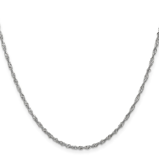 14K White Gold 1.7 mm Singapore Chain Necklace, Polished