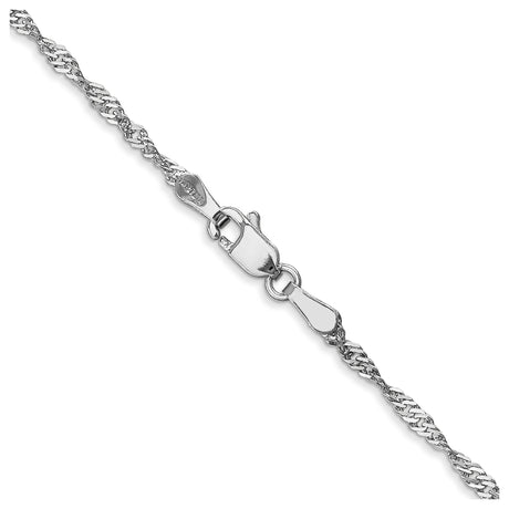 14K White Gold 1.7 mm Singapore Chain Necklace, Polished alternate angle