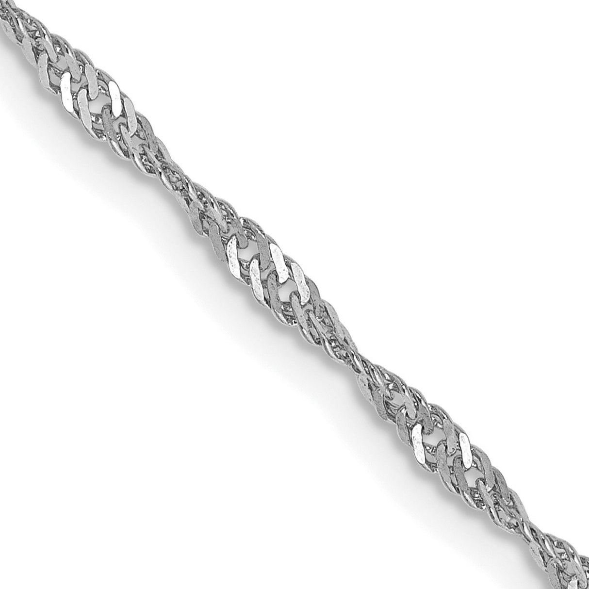 14K White Gold 1.7 mm Singapore Chain Necklace, Polished detail view
