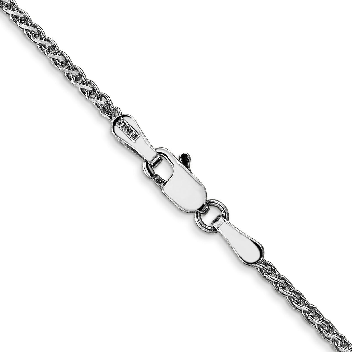 14K White Gold 1.7 mm Polished Chain Necklace, Solid alternate angle