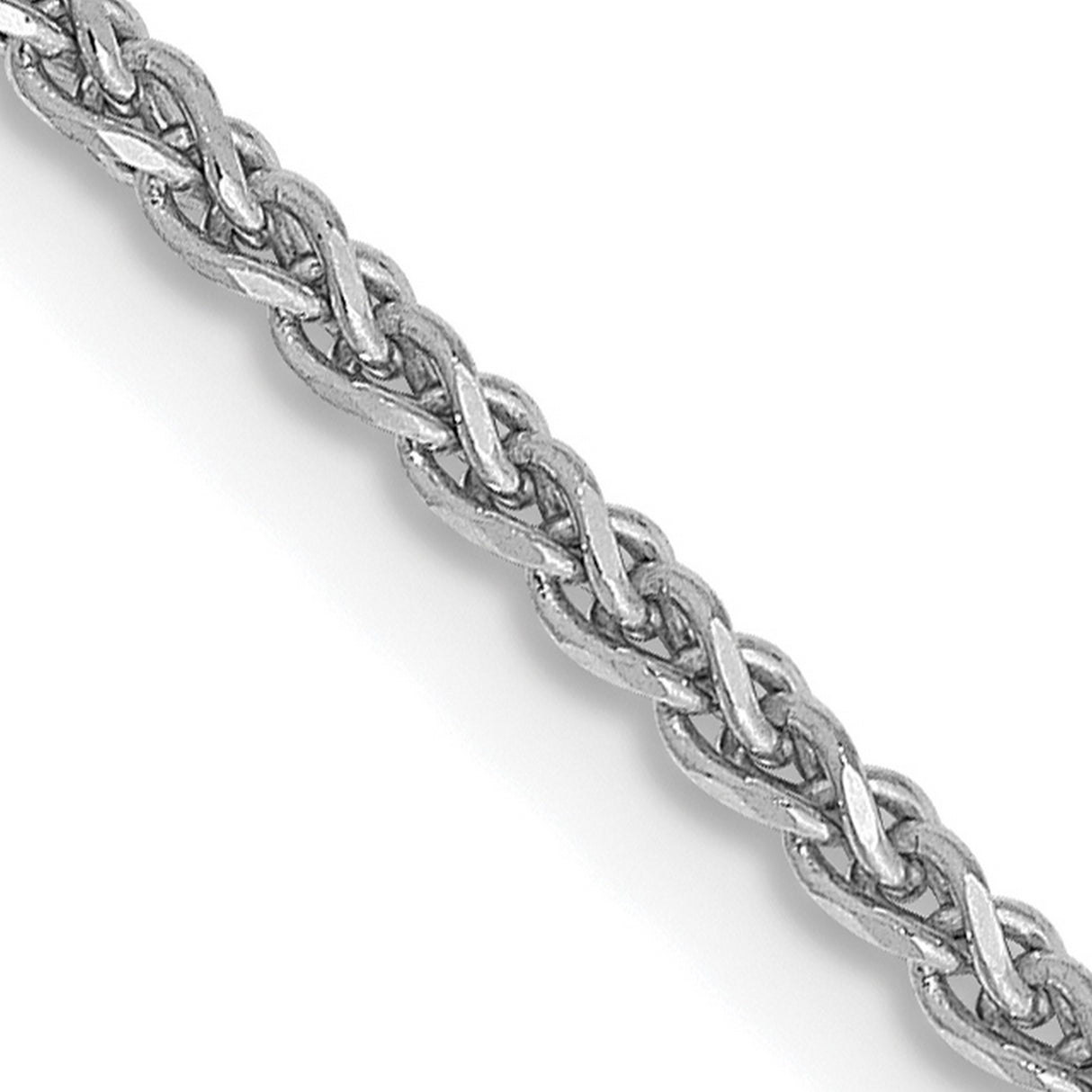 14K White Gold 1.7 mm Polished Chain Necklace, Solid detail view