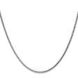14K White Gold 2.1 mm Polished Chain Necklace, Solid
