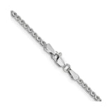14K White Gold 2.1 mm Polished Chain Necklace, Solid alternate angle