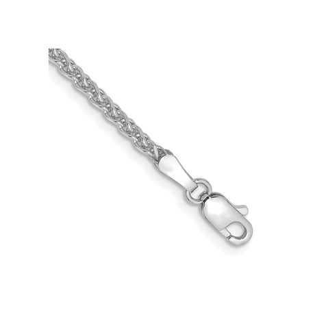 14K White Gold 2.1 mm Polished Chain Bracelet, Solid