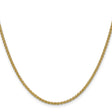 14K Yellow Gold 2.1 mm Polished Chain Necklace, Solid