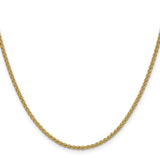 14K Yellow Gold 2.1 mm Polished Chain Necklace, Solid