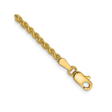 14K Yellow Gold 2.1 mm Polished Chain Bracelet, Solid