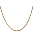 14K Yellow Gold 2.1 mm Polished Chain Necklace, Solid
