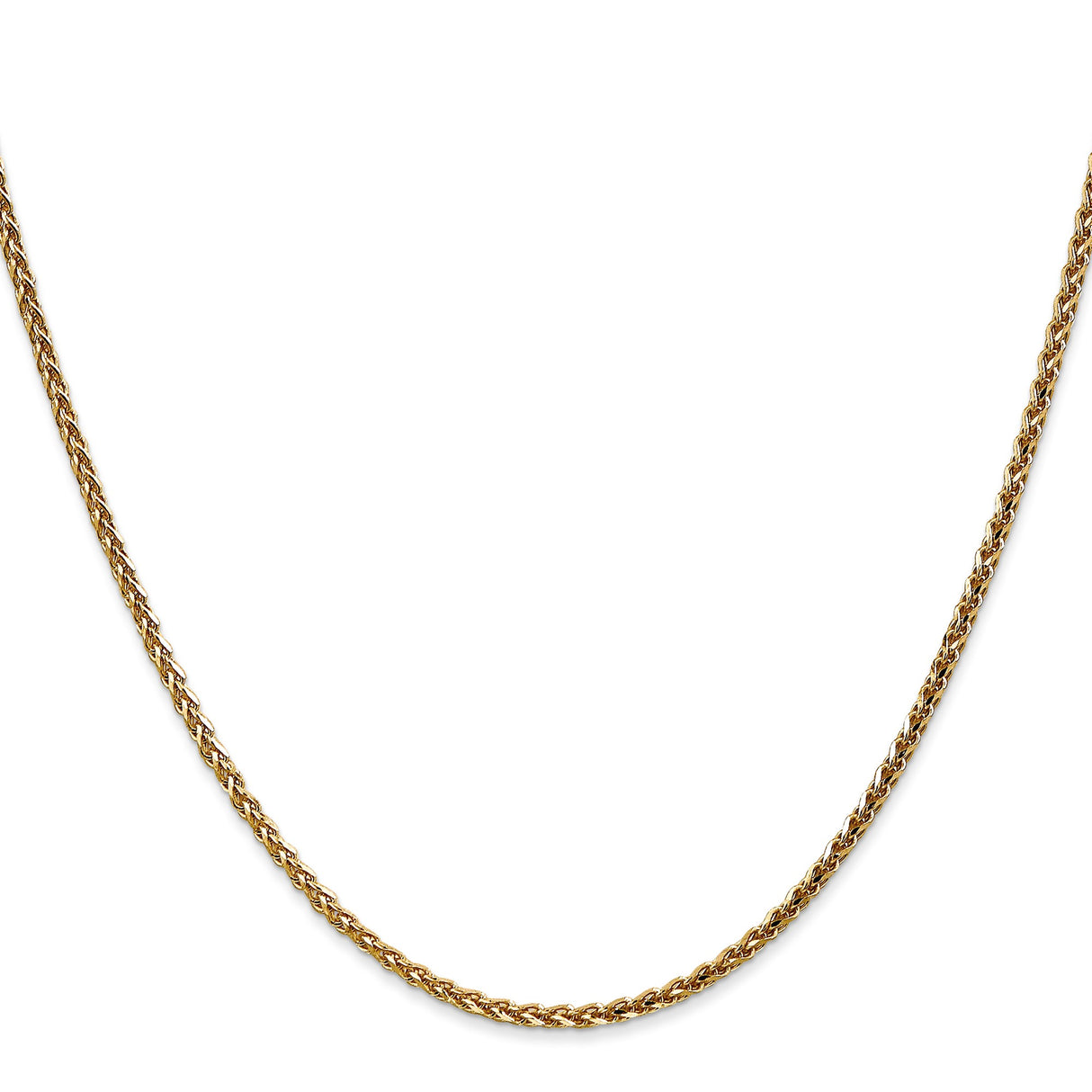 14K Yellow Gold 2.1 mm Polished Chain Necklace, Solid