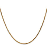 14K Yellow Gold 2.1 mm Polished Chain Necklace, Solid