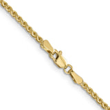 14K Yellow Gold 2.1 mm Polished Chain Necklace, Solid alternate angle