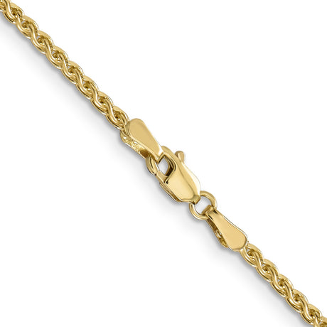 14K Yellow Gold 2.1 mm Polished Chain Necklace, Solid alternate angle