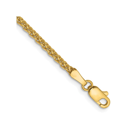14K Yellow Gold 2.1 mm Polished Chain Bracelet, Solid