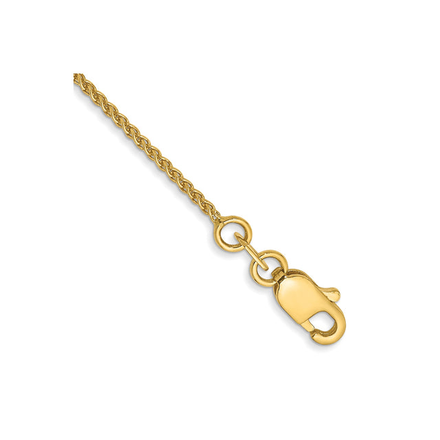 14K Yellow Gold 1.05 mm Polished Chain Bracelet, Solid