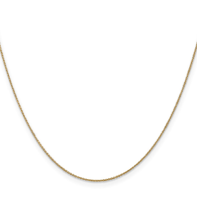 14K Yellow Gold 0.75 mm Polished Chain Anklet, Solid