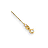 14K Yellow Gold 0.75 mm Polished Chain Anklet, Solid detail view