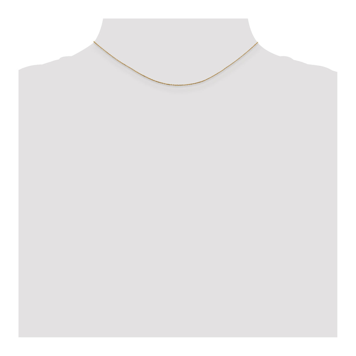 14K Yellow Gold 0.6 mm Polished Chain Necklace, Solid detail view