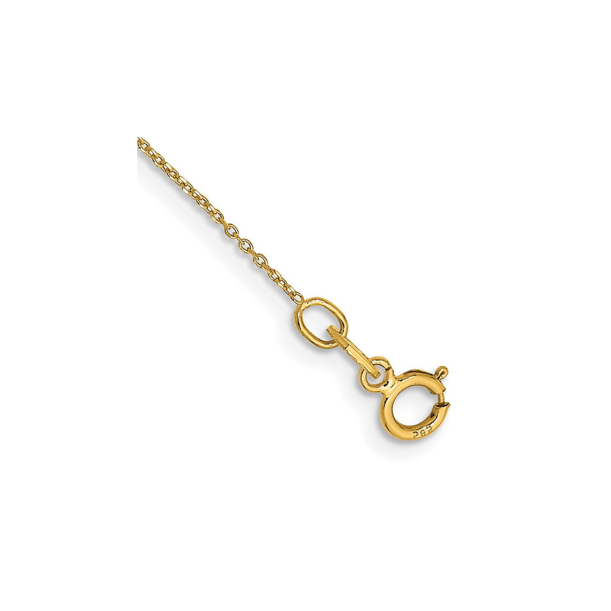 14K Yellow Gold 0.6 mm Polished Chain Anklet, Solid