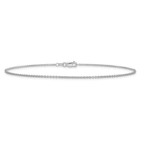 14K White Gold 1.4 mm Polished Chain Anklet, Solid