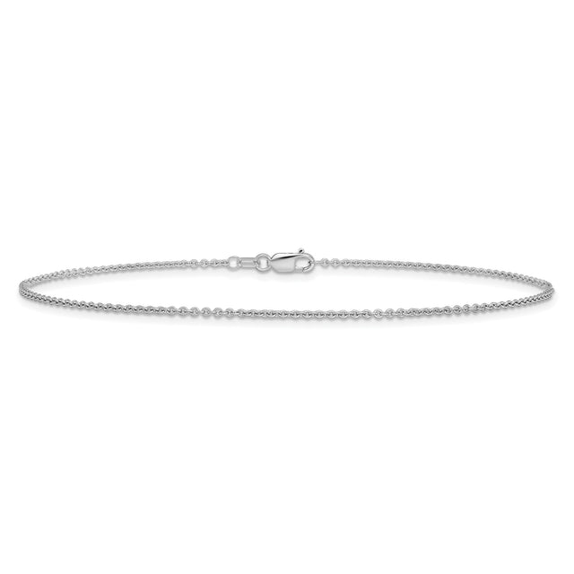 14K White Gold 1.4 mm Polished Chain Anklet, Solid