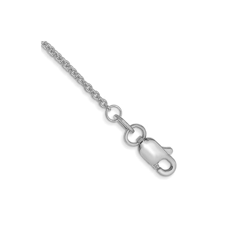14K White Gold 1.4 mm Polished Chain Anklet, Solid alternate angle