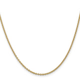 14K Yellow Gold 1.8 mm Polished Chain Necklace, Solid
