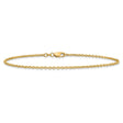 14K Yellow Gold 1.8 mm Polished Chain Anklet, Solid