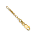 14K Yellow Gold 1.8 mm Polished Chain Anklet, Solid alternate angle